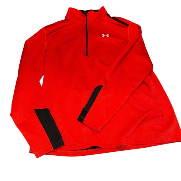Under Armour Red Zip Up Sweater with Black Accents - Picture 3 of 5